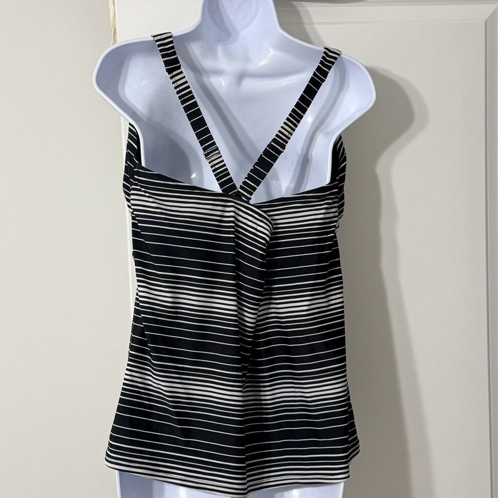 Addition Elle Black & White Striped Tankini Top | Floral Design | XL - Picture 2 of 8